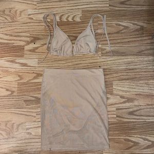 SHEIN SXY Tie Backless Crop Mesh Halter Top and Bodycon Skirt